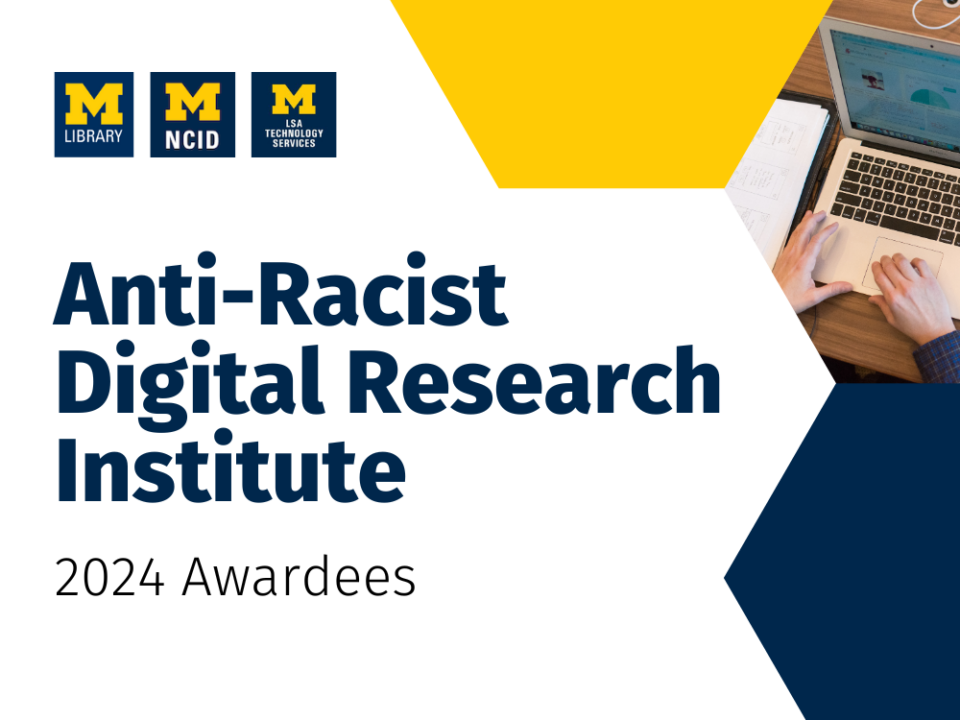 Thumbnail that says Anti-Racist Digital Research Institute 2024 Awardees