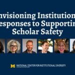 Artwork for Envisioning Institutional Responses to Supporting Scholar Safety event with headshots of speakers